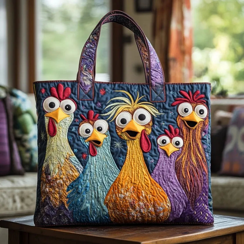 Mercy | Five Colourful Hens Quilted Tote Bag