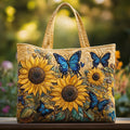 Yasmin | Sunflowers and Blue Butterflies Quilted Tote Bag