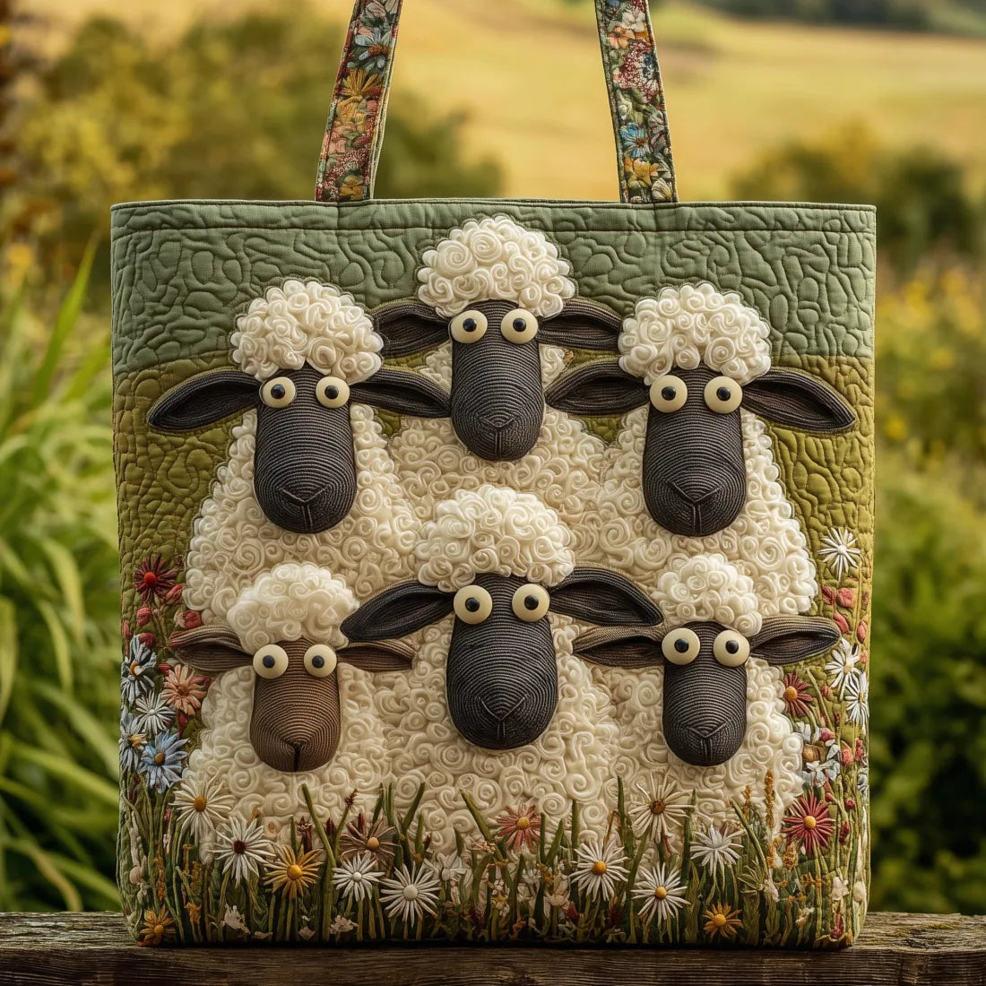 Gigi | Five Sheep Quilted Tote Bag
