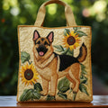Beatrix | Floral German Shepherd Quilted Tote Bag