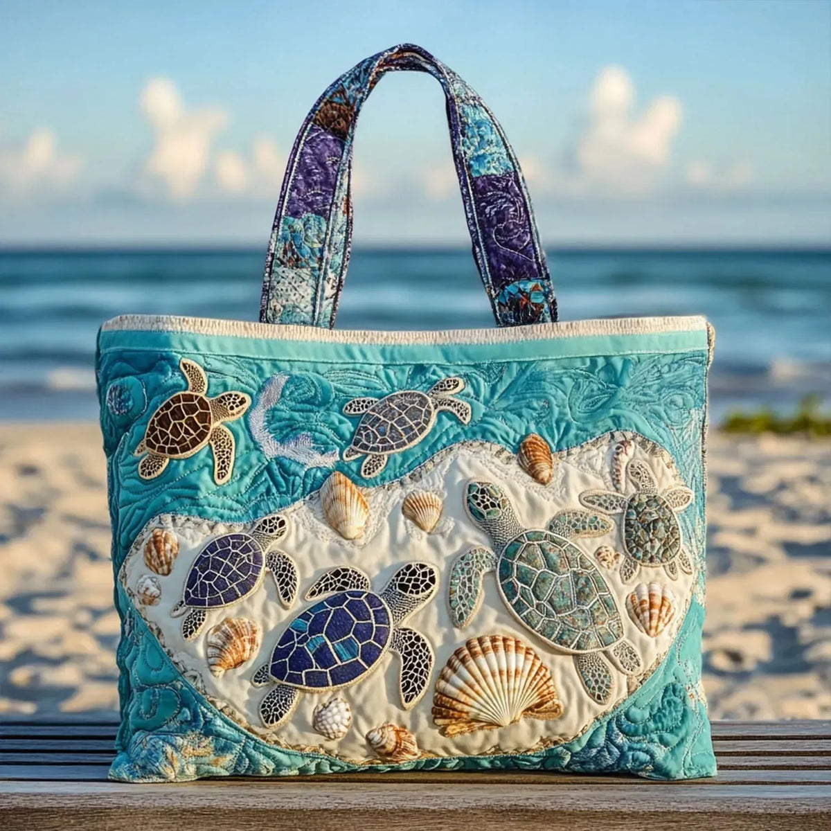 Xanthe | Hugging Turtle Quilted Tote Bag