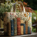 Kendra | Books and Flowers Quilted Tote Bag