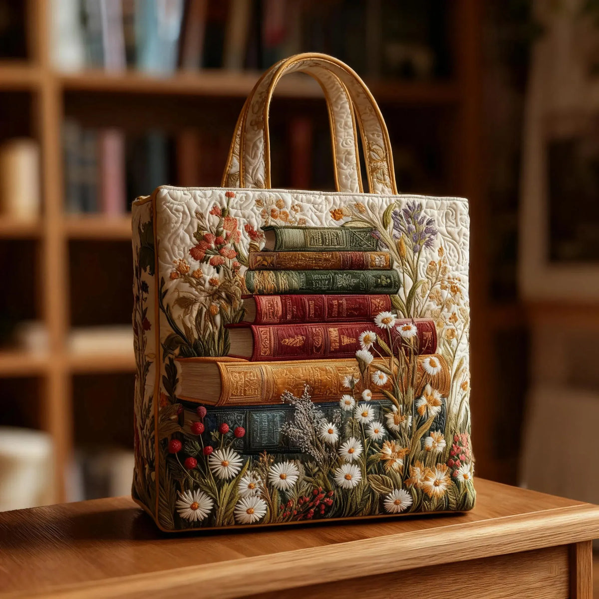 Quincy | Floral Pattern Quilted Tote Bag