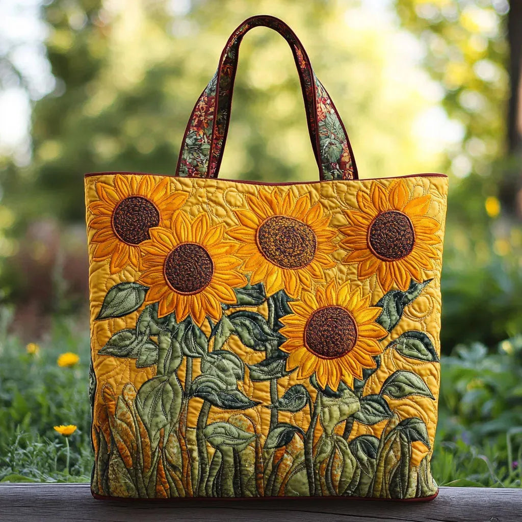 Fable | Classic Sunflower Print Quilted Tote Bag