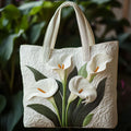 Nyla | White Lilies Quilted Tote Bag