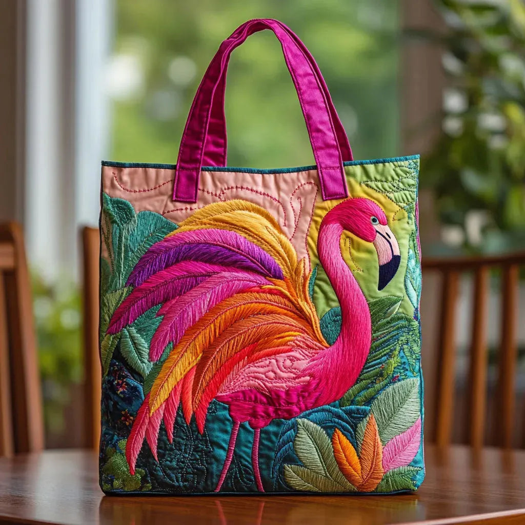 Solene | Flamingo Quilted Tote Bag