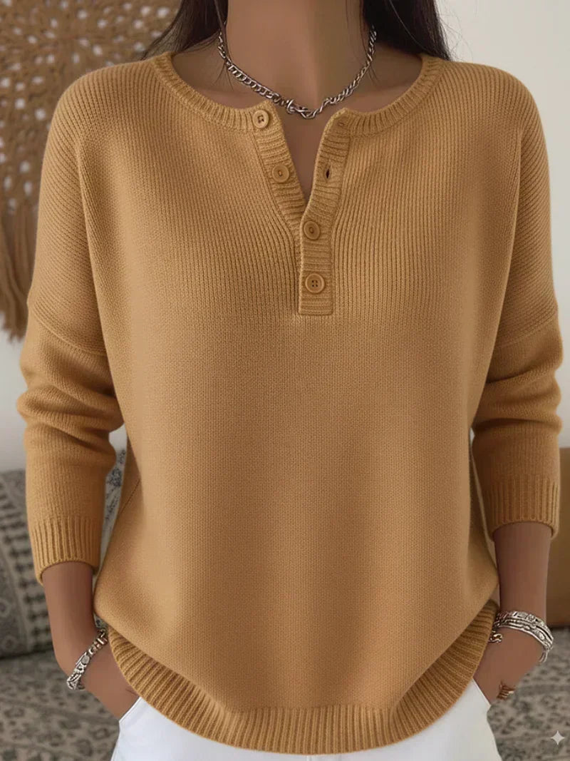 Caramella | Henley Button-Up Sweater