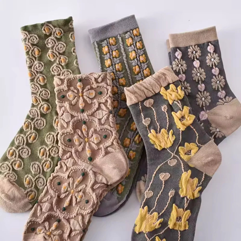 Grey Floral Socks · 5-pack