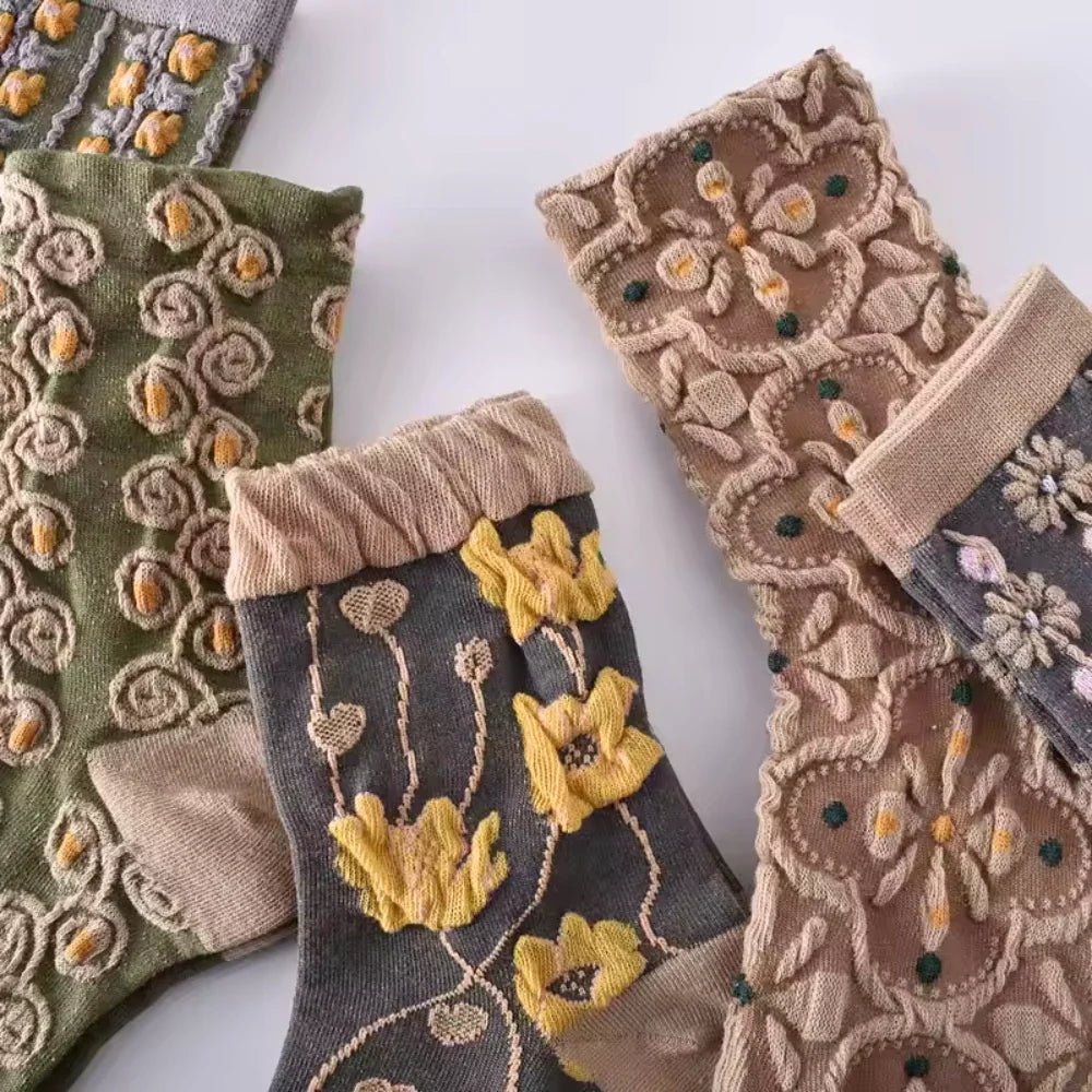 Grey Floral Socks · 5-pack