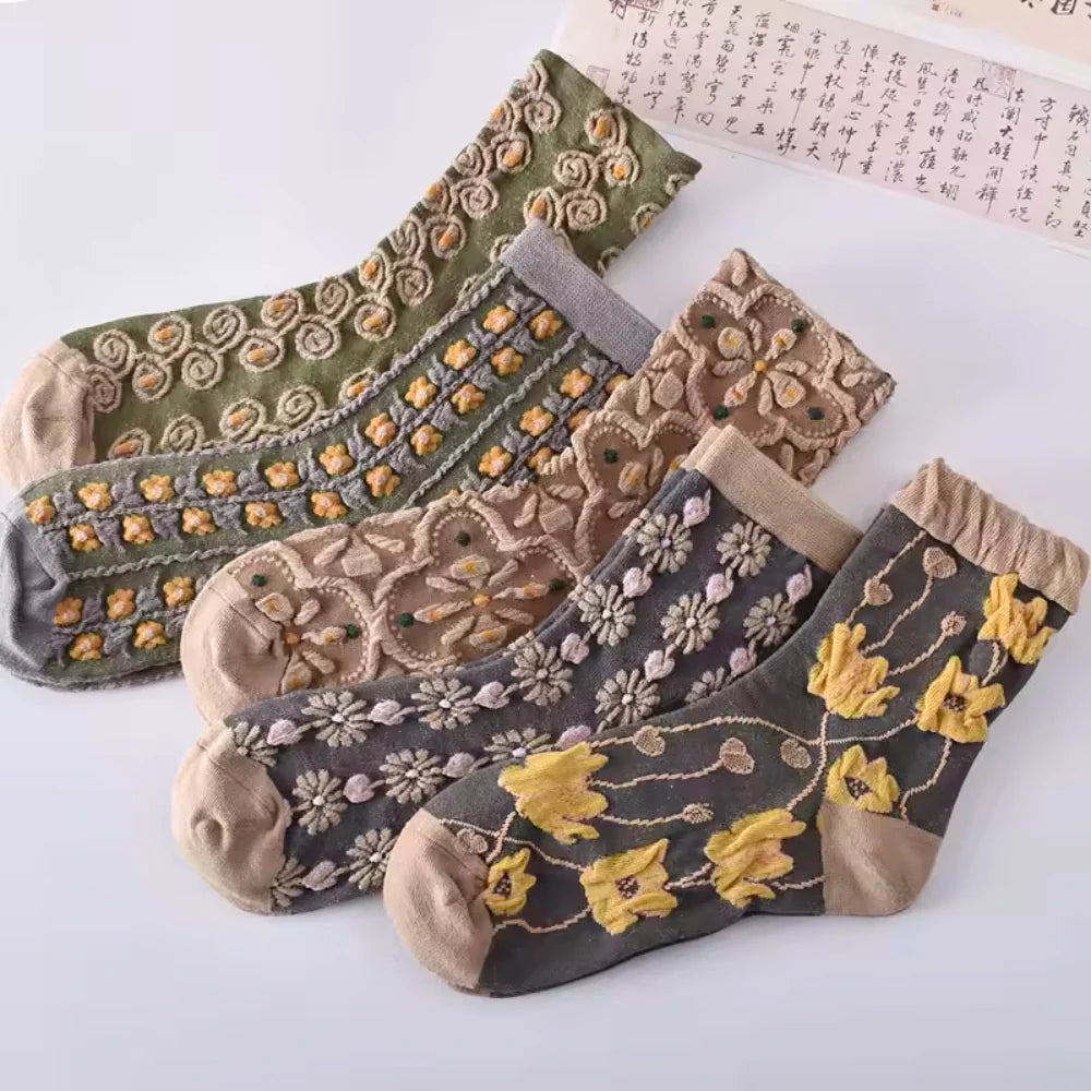 Grey Floral Socks · 5-pack