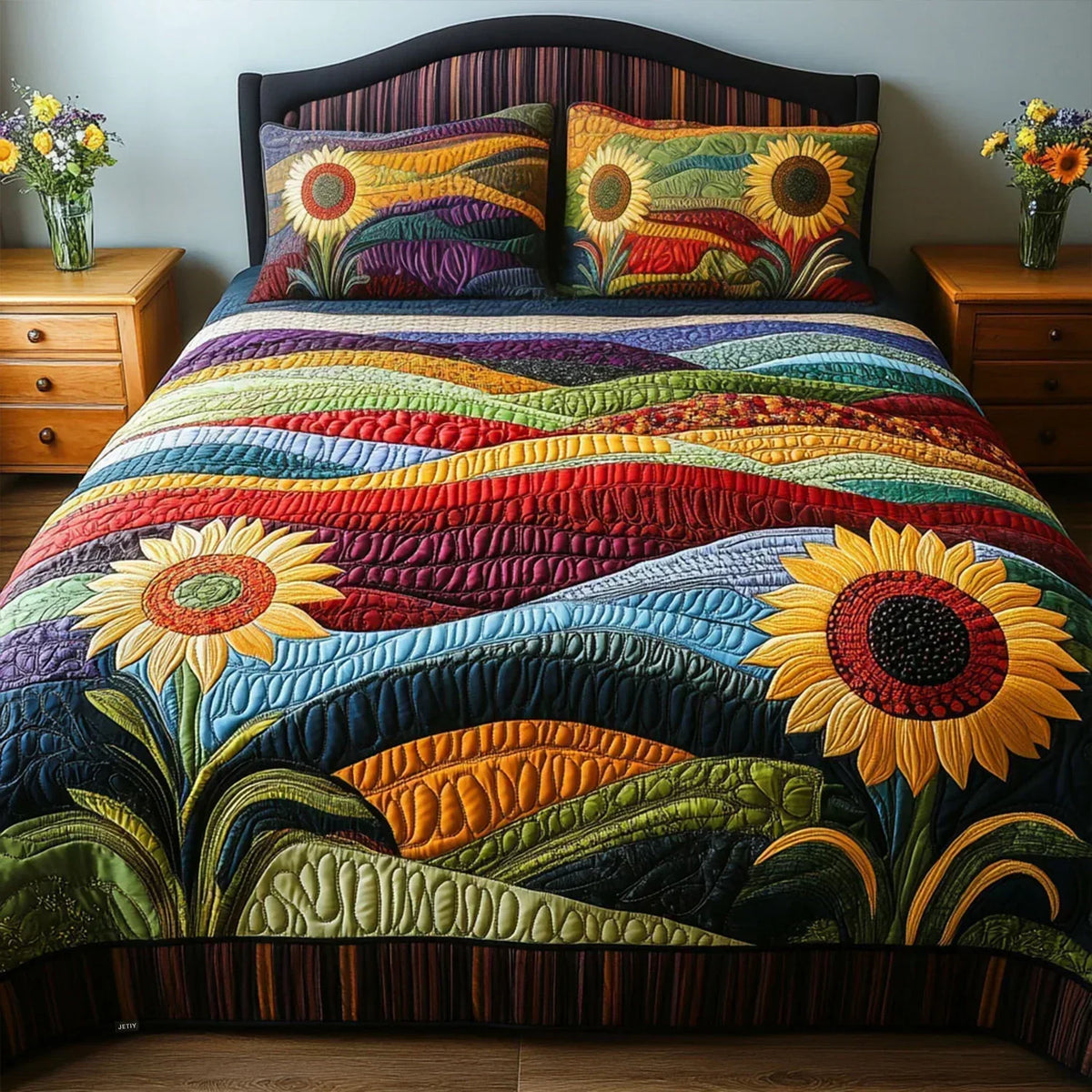 Ivory | Sunflower Field Quilted Bedding Set