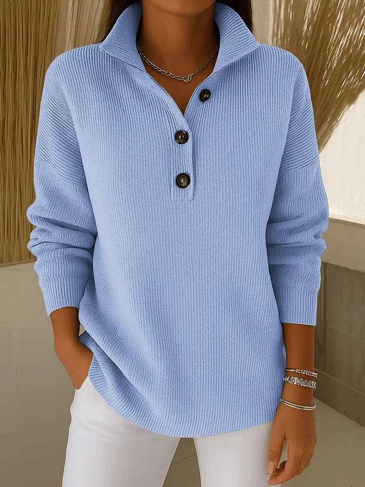 Barbara | V-Neck Polo Sweater