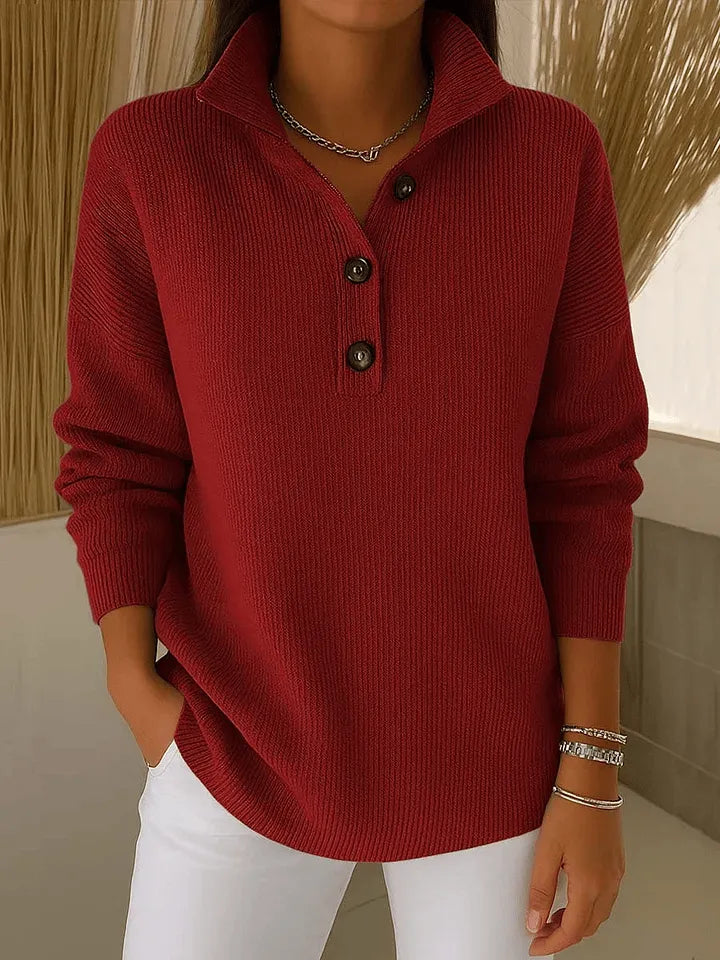 Barbara | V-Neck Polo Sweater