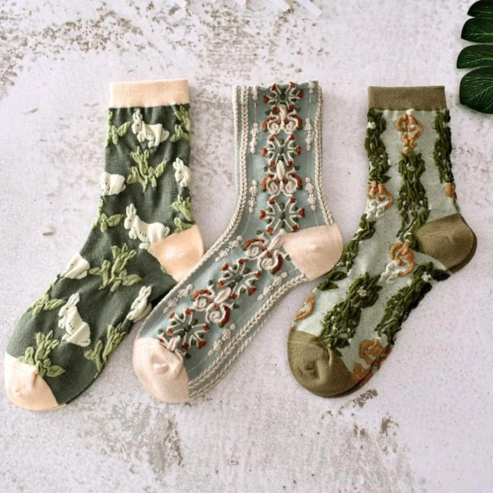 Green Floral Socks · 5-pack