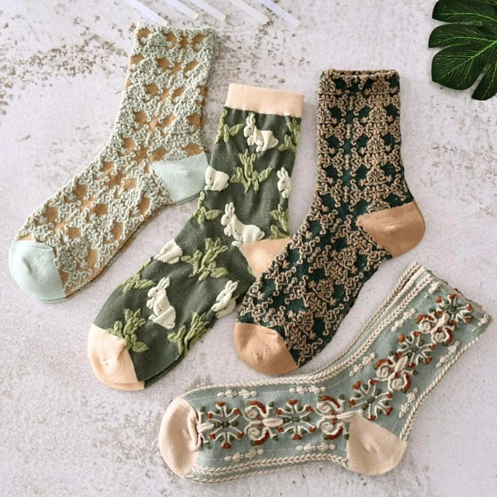 Green Floral Socks · 5-pack