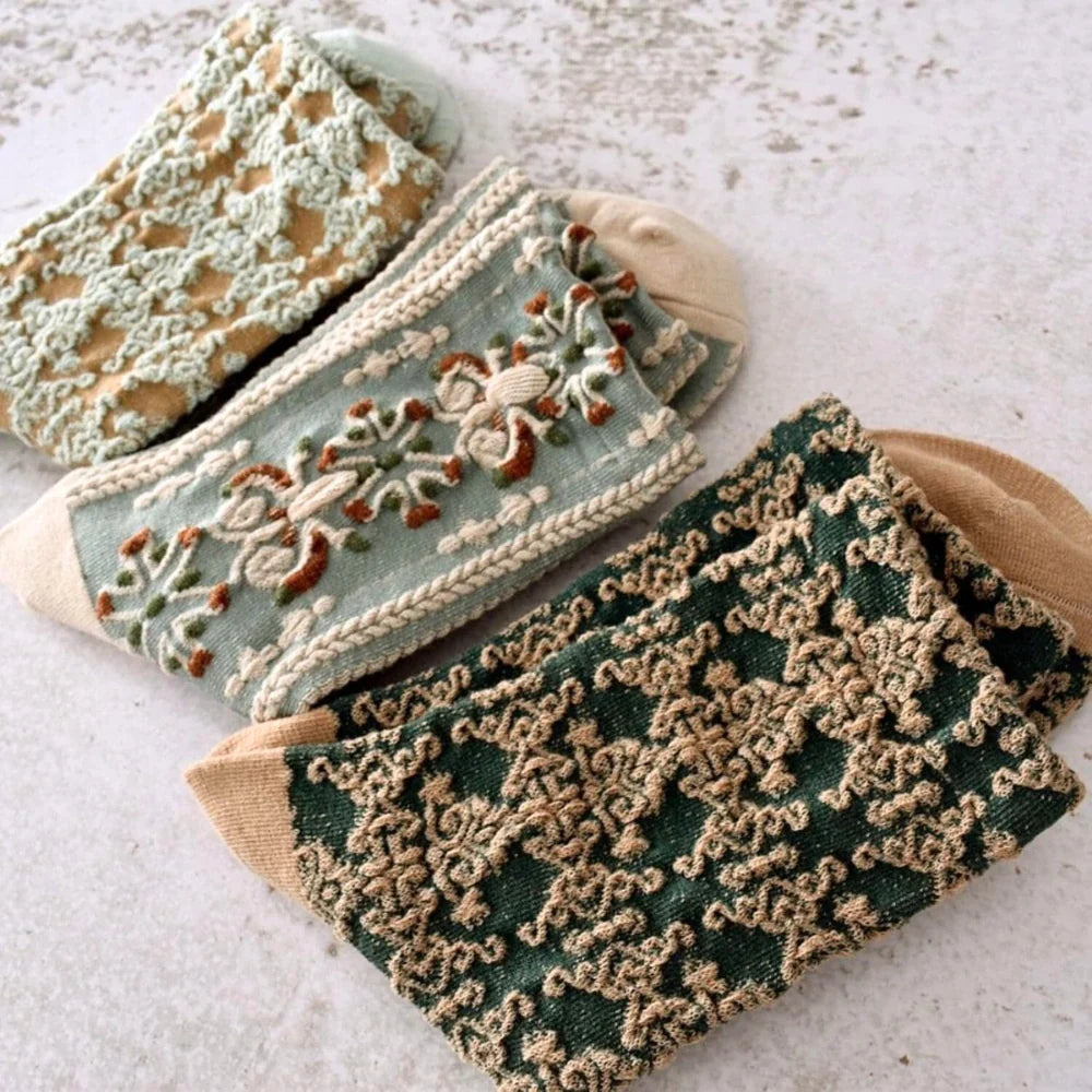 Green Floral Socks · 5-pack
