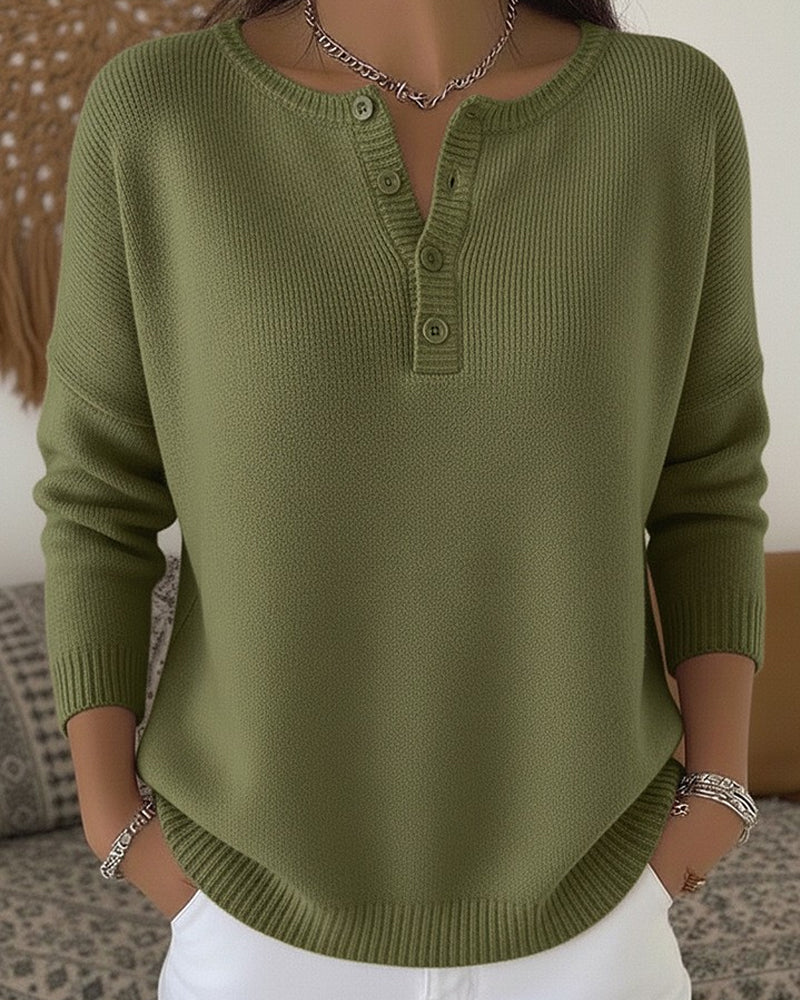 Caramella | Henley Button-Up Sweater