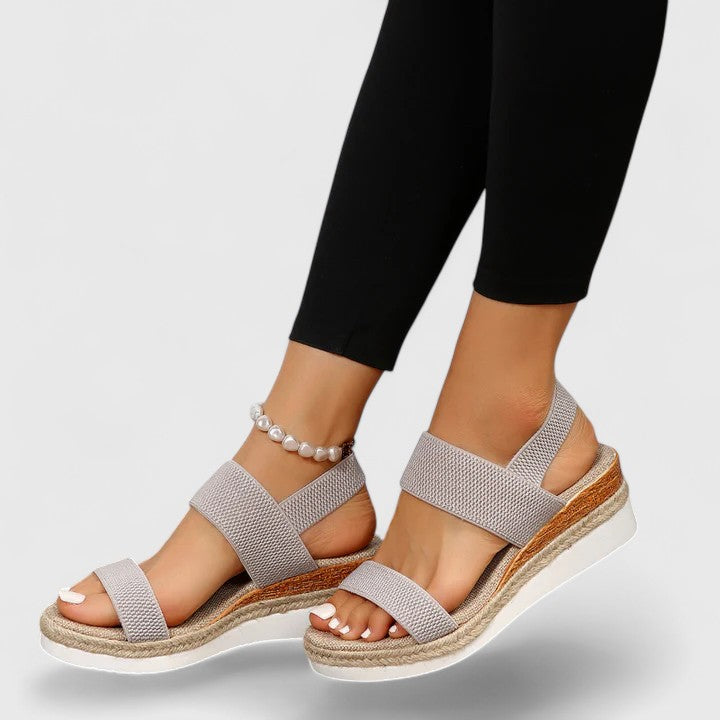 Ada stretch knit wedge sandals in grey