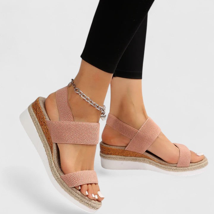 Ada stretch knit wedge sandals in pink
