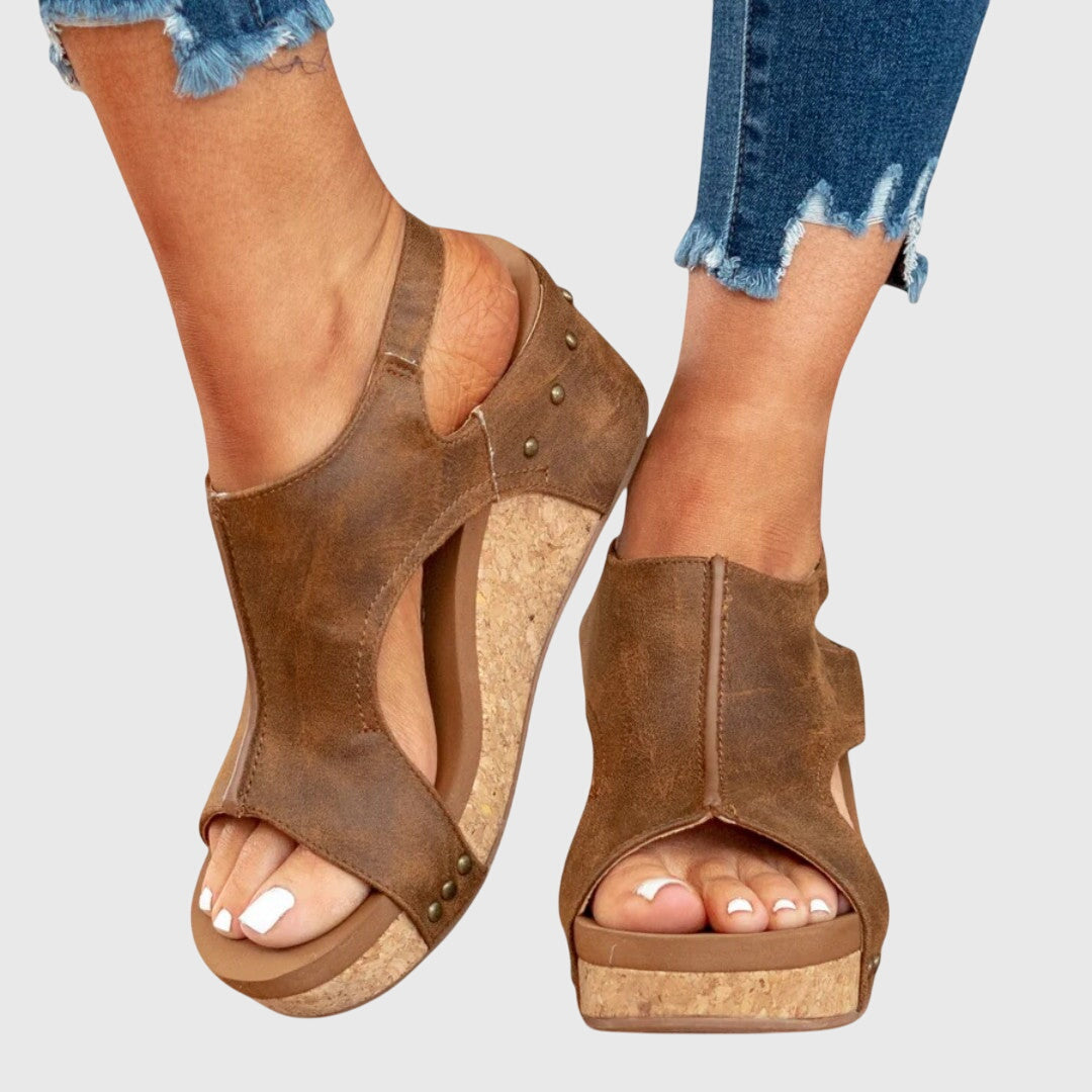 Clara buckle wedge sandals