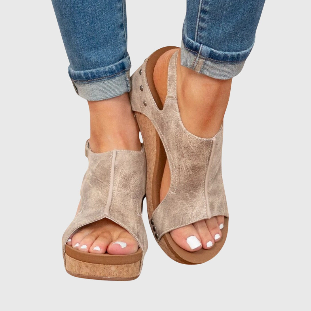Clara buckle wedge sandals