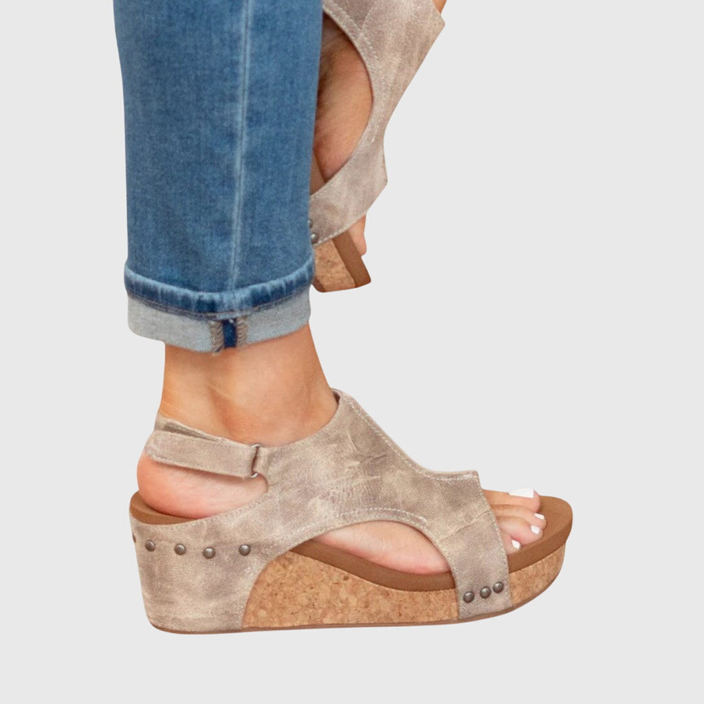 Clara buckle wedge sandals