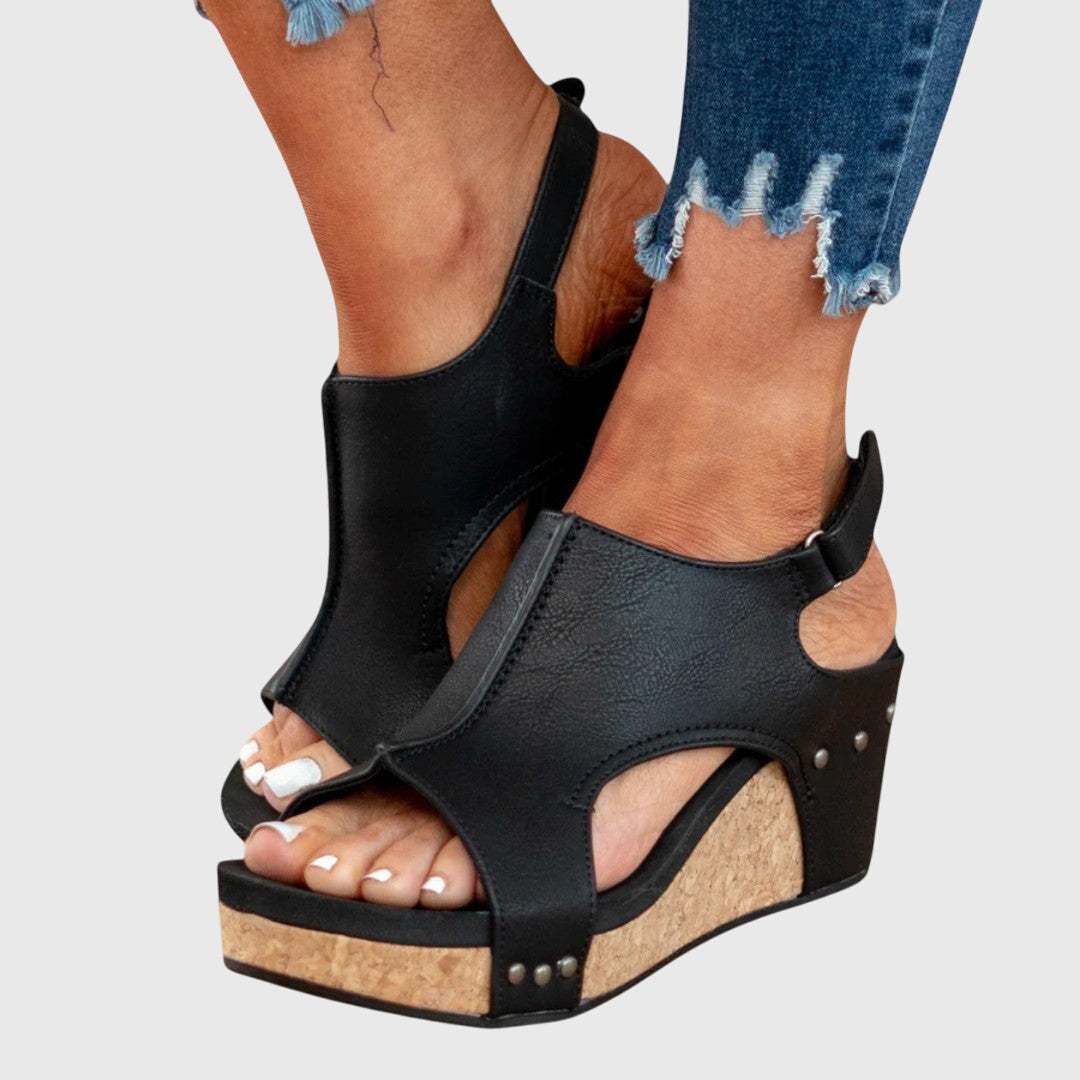 Clara buckle wedge sandals