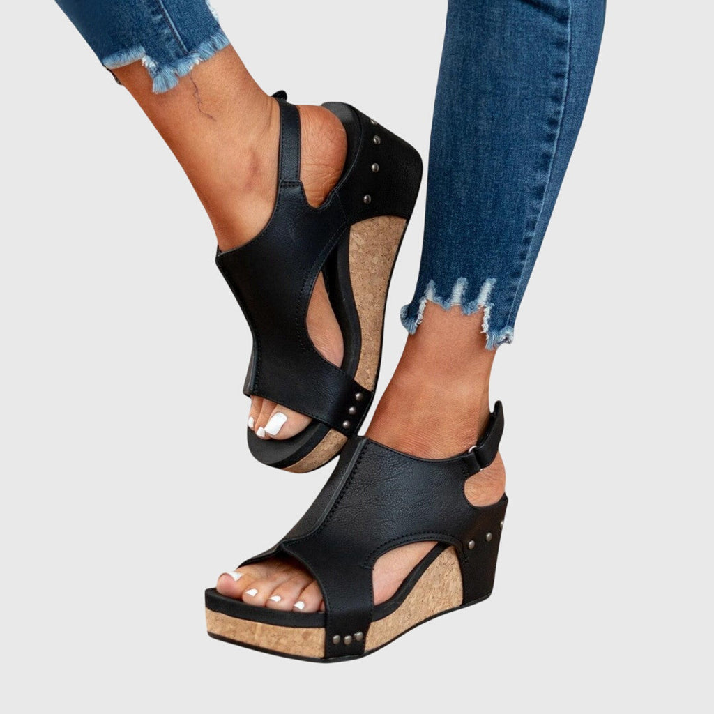 Clara buckle wedge sandals