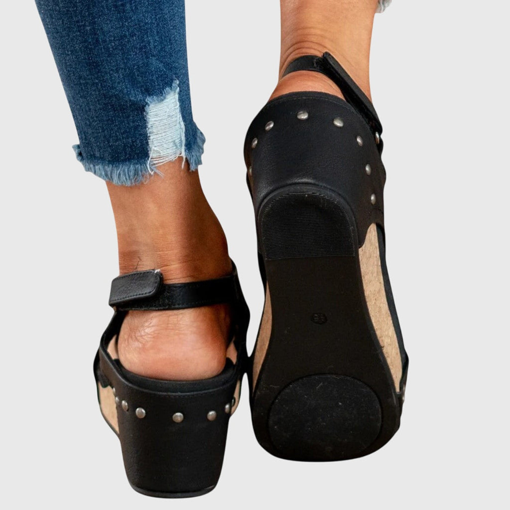 Clara buckle wedge sandals