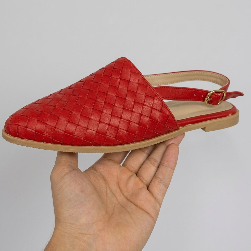 Delia contoured footbed sandals in red
