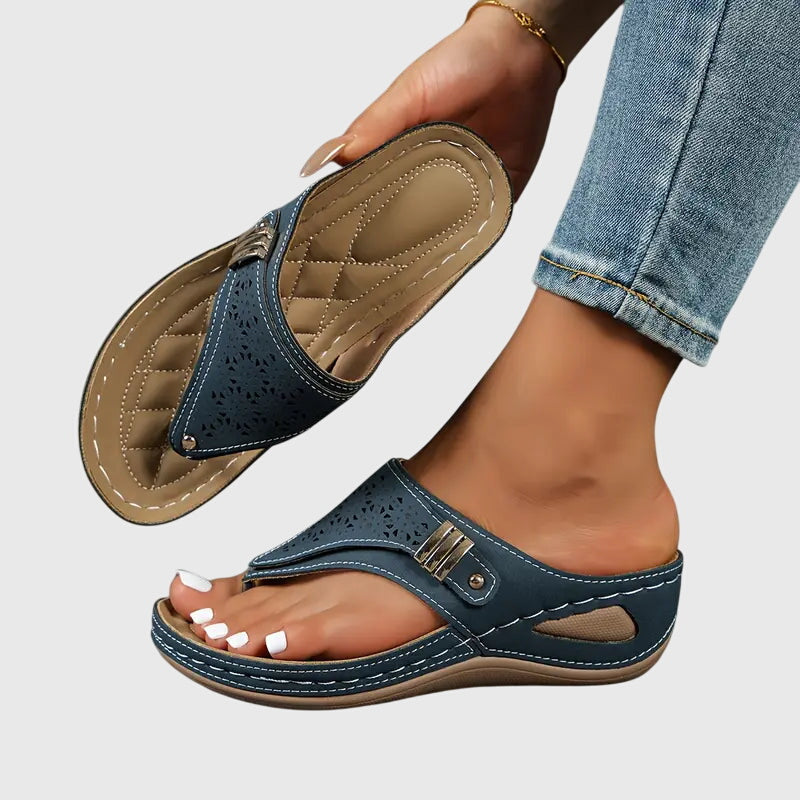 Eliza slip-on wedge sandals in navy