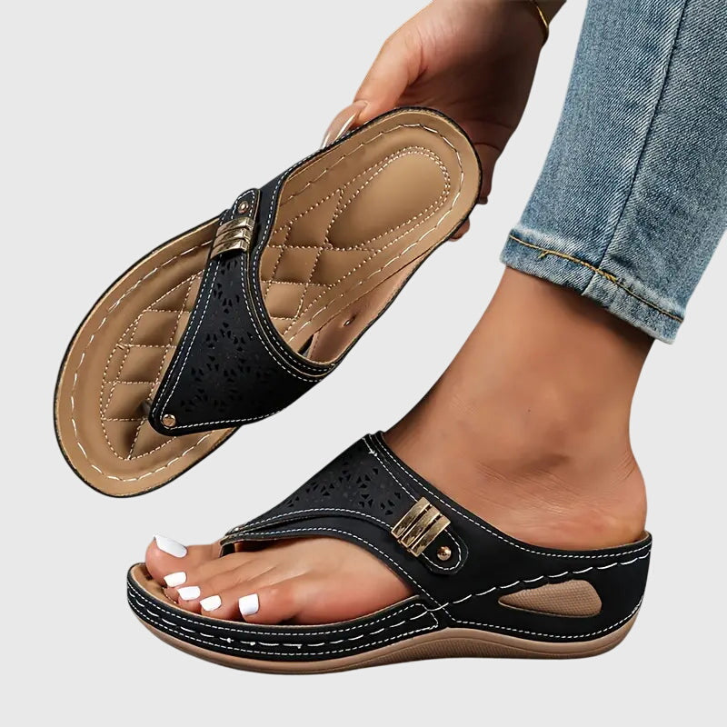Eliza slip-on wedge sandals in black