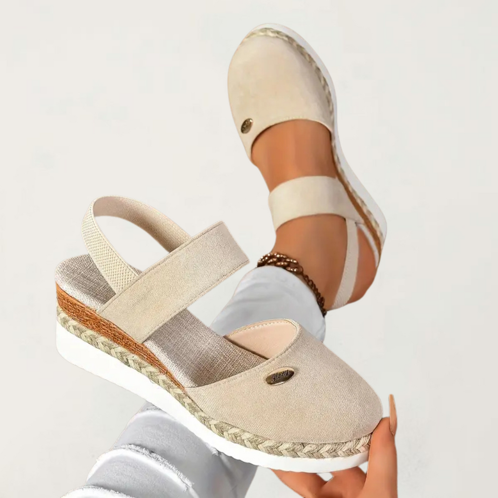 Freya cushioned wide-base sandals in beige