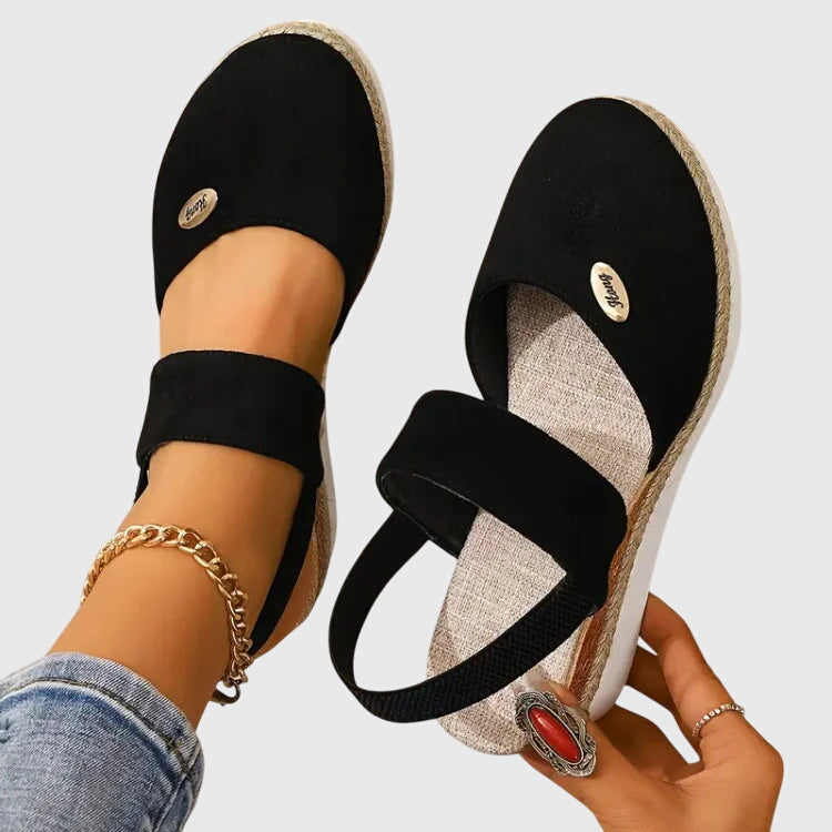 Freya cushioned wide-base sandals in black