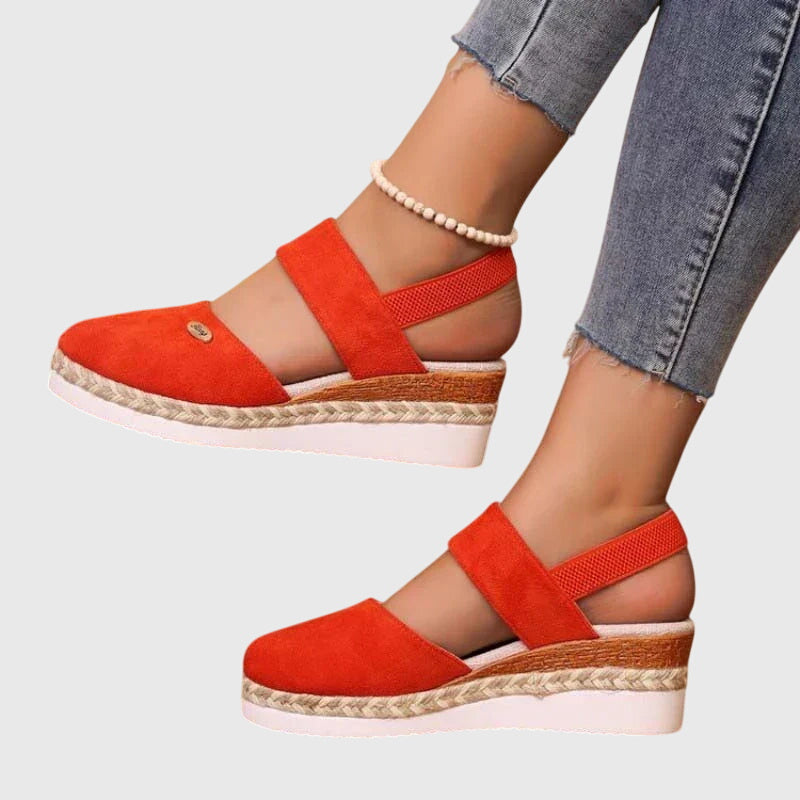 Freya cushioned wide-base sandals in orange
