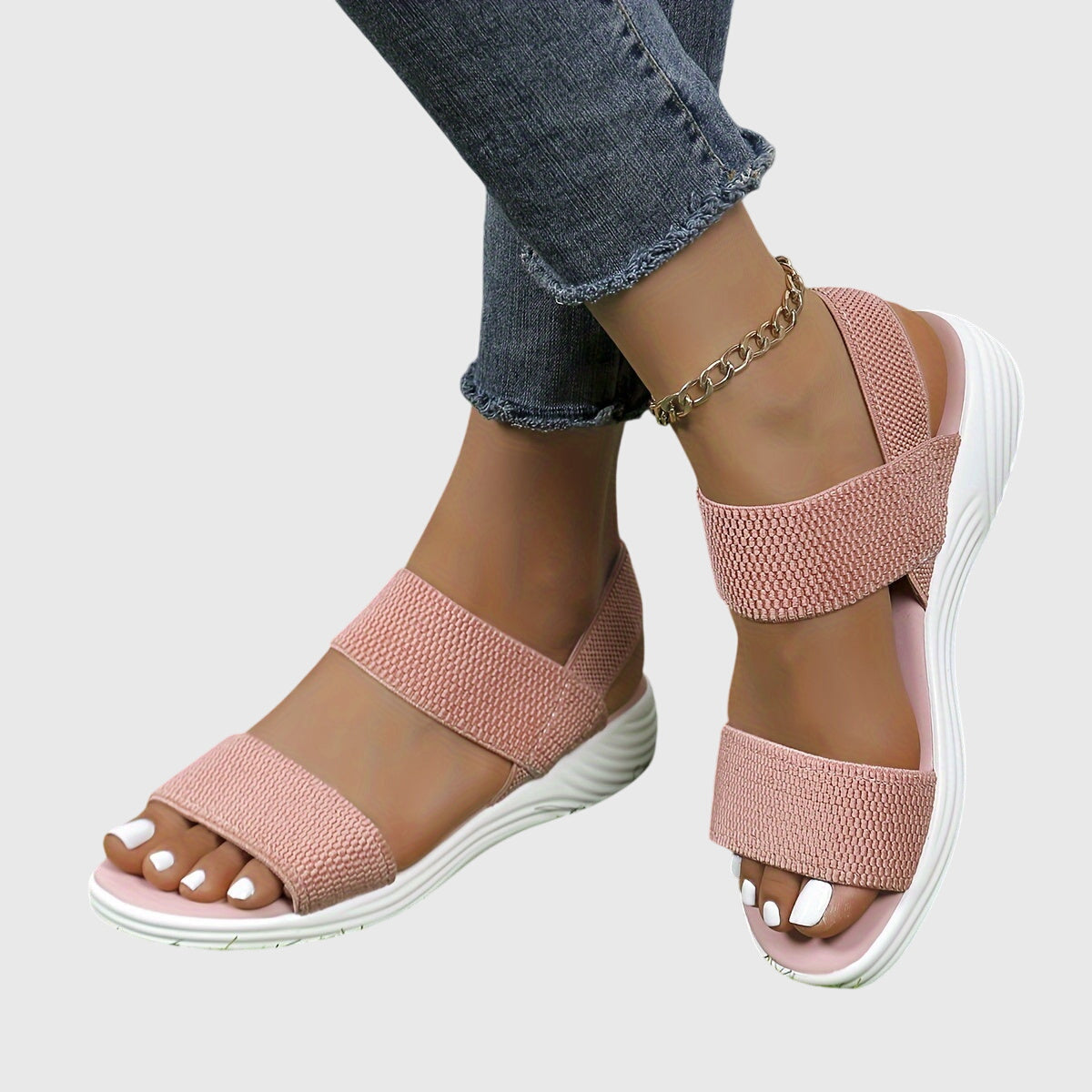 Greta stretch strap sandals in light brown