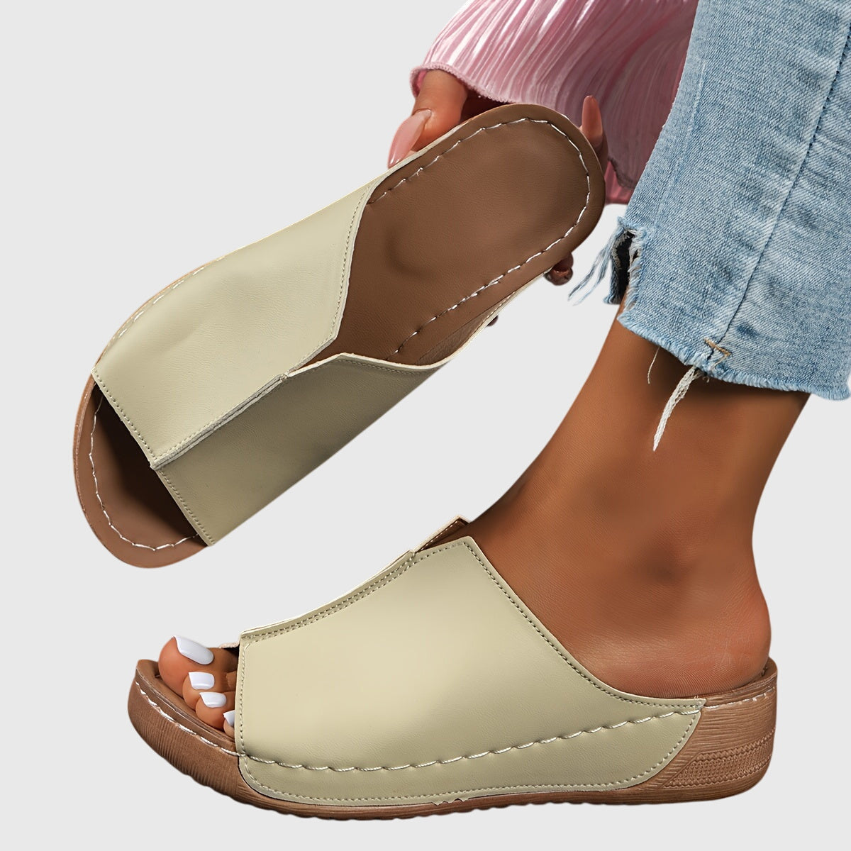 Hattie adjustable open-toe sandals in khaki
