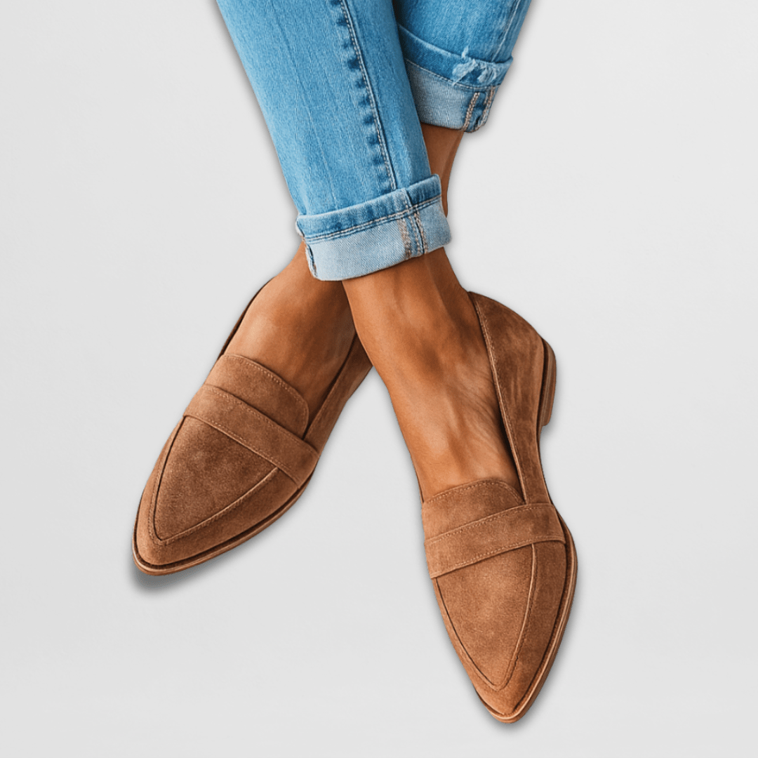 Lottie soft suede-finish loafers in khaki