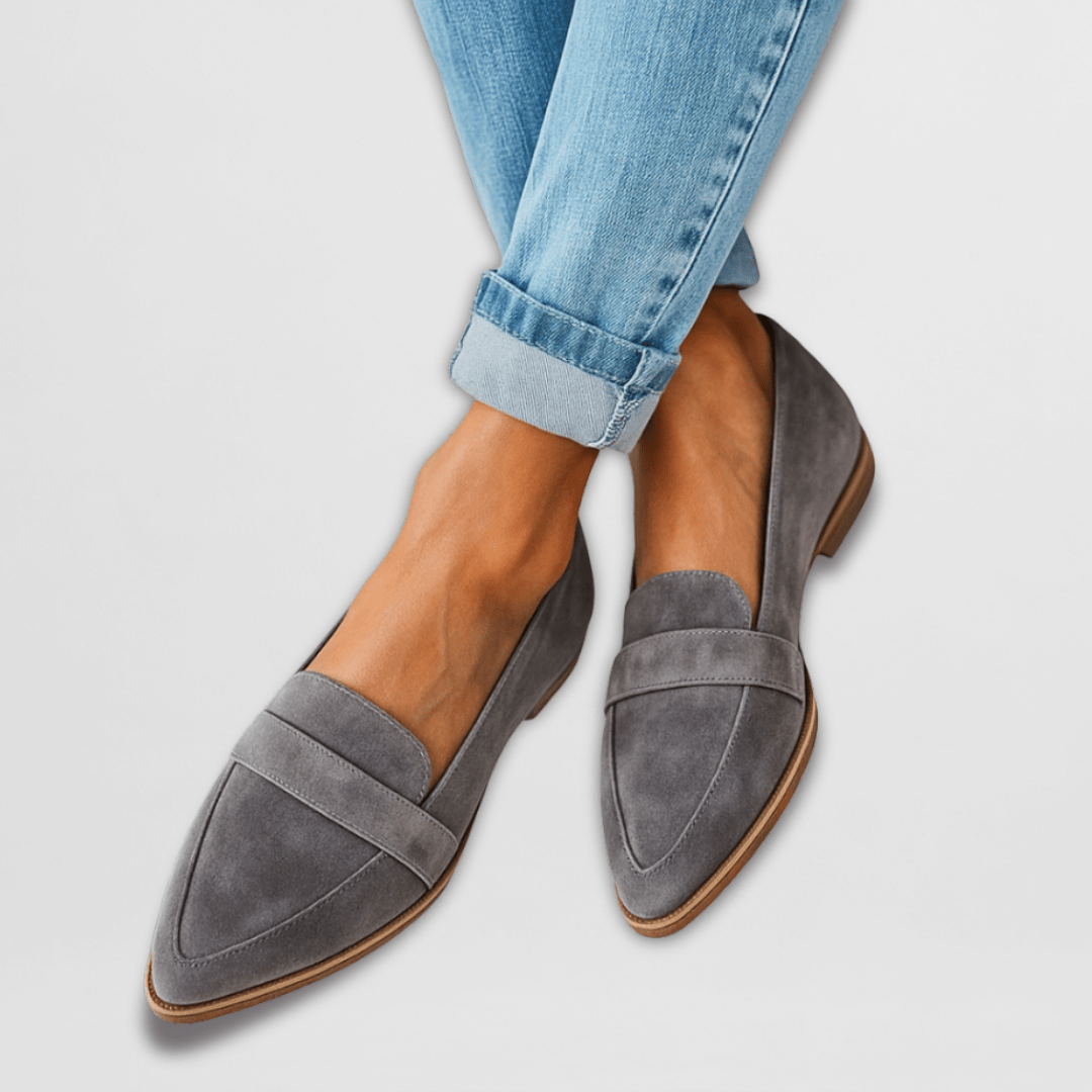 Lottie soft suede-finish loafers in grey