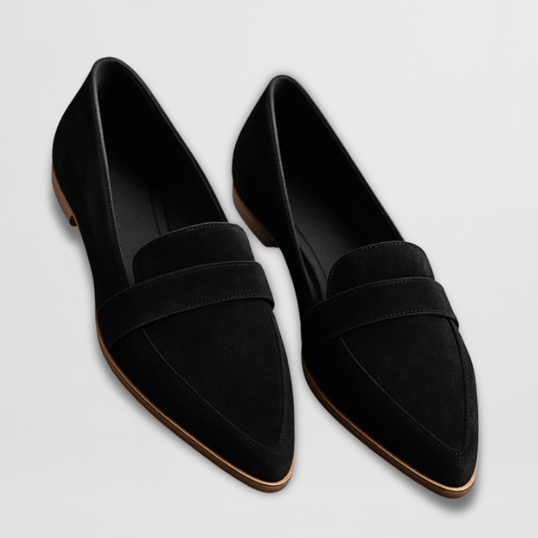 Lottie soft suede-finish loafers in black