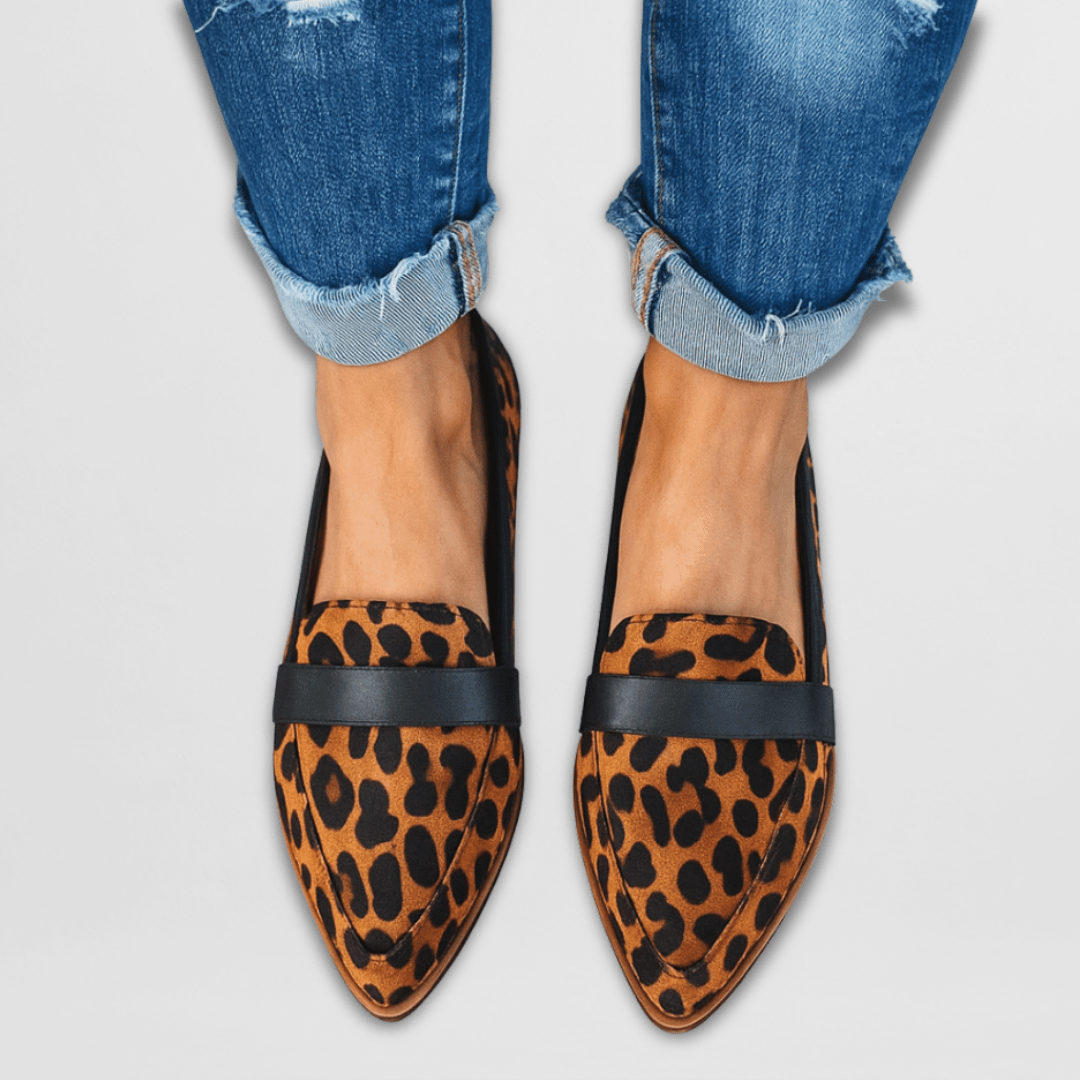 Lottie soft suede-finish loafers in leopard
