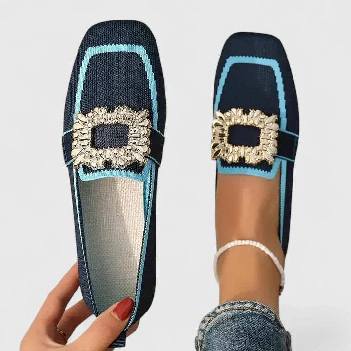 Olive flexible sole loafers in blue