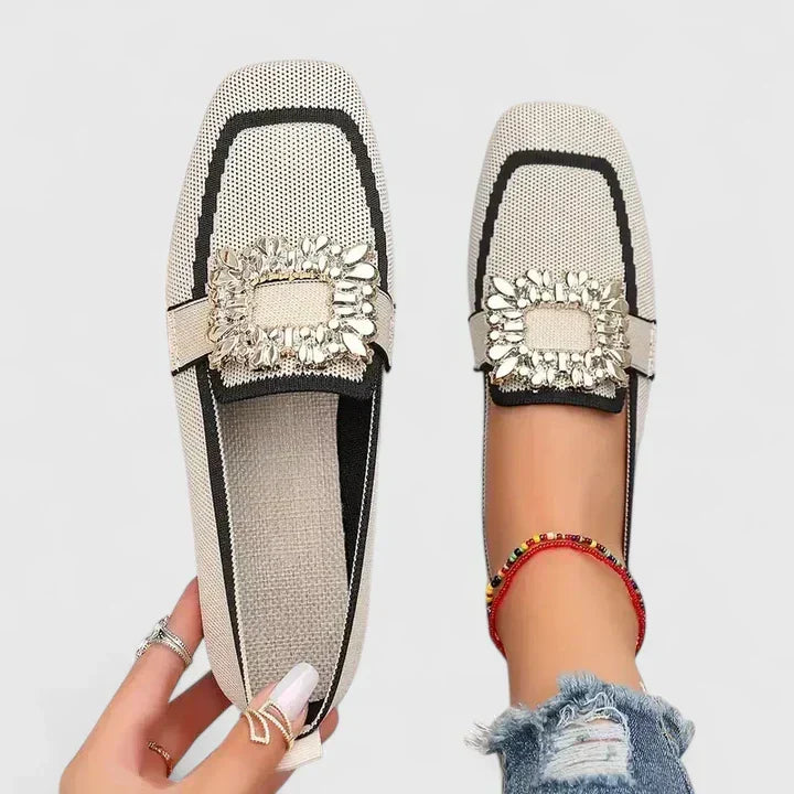 Olive flexible sole loafers in beige