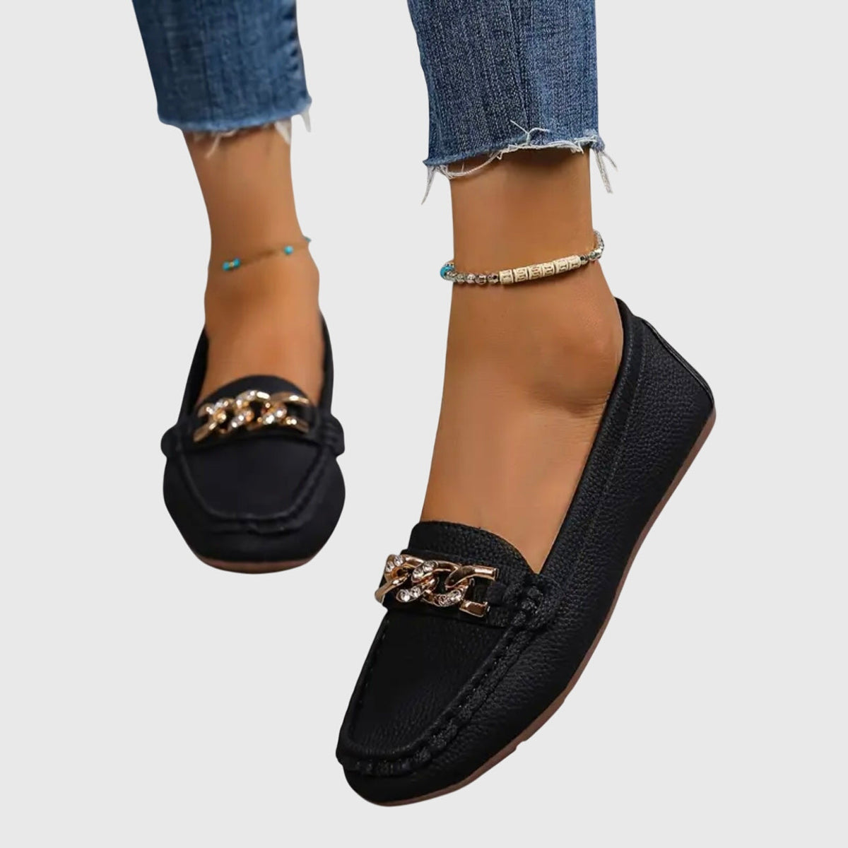 Pippa chain detail loafers in black
