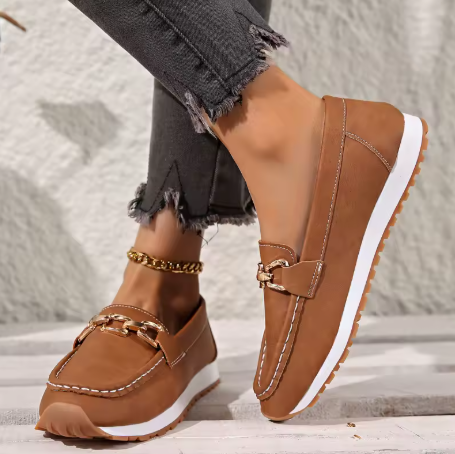 Rosa wide-fit non-slip loafers in brown