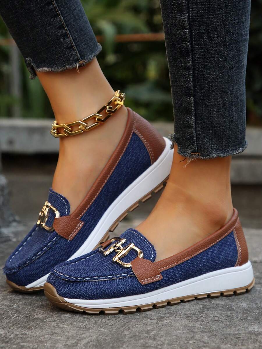 Rosa wide-fit non-slip loafers in navy