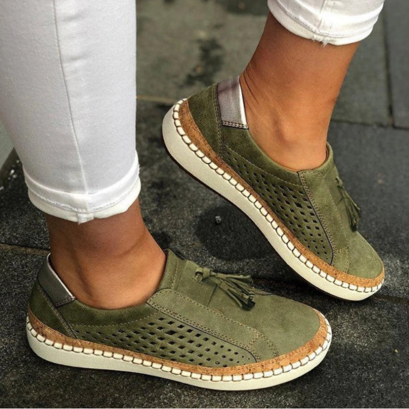 Sadie breathable knit slip-ons in green