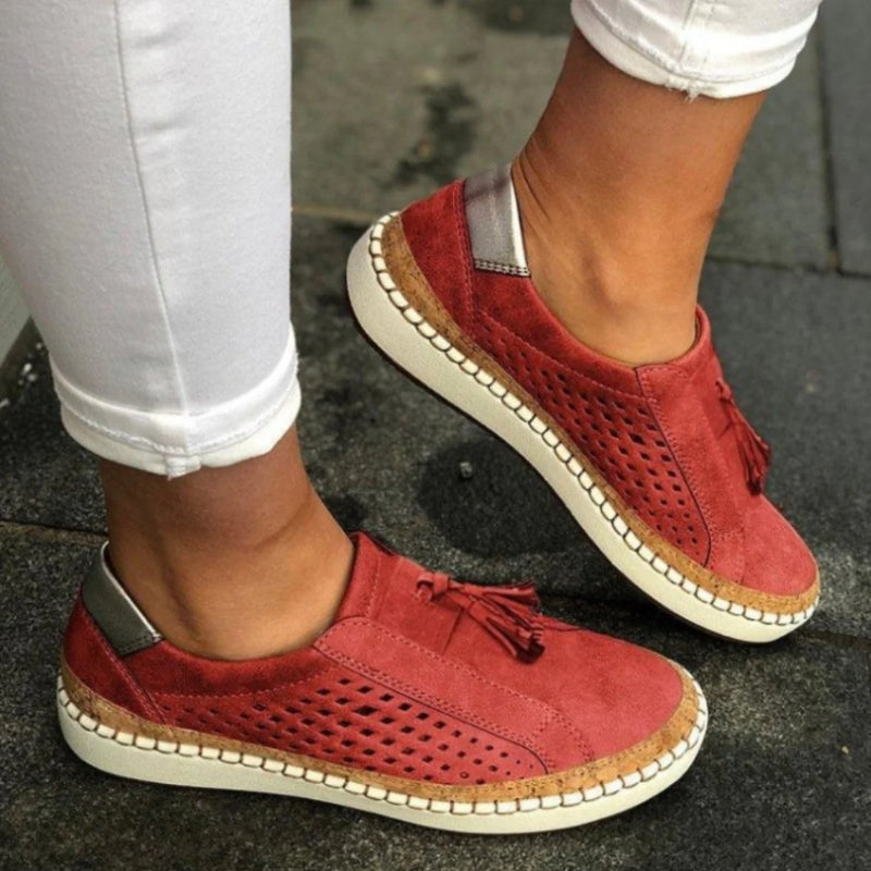 Sadie breathable knit slip-ons in red