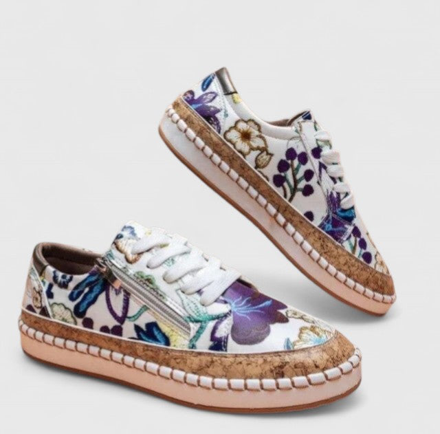 Tilly printed slip-on shoes in blue flora