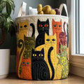 Tilly folk art cat quilted laundry basket
